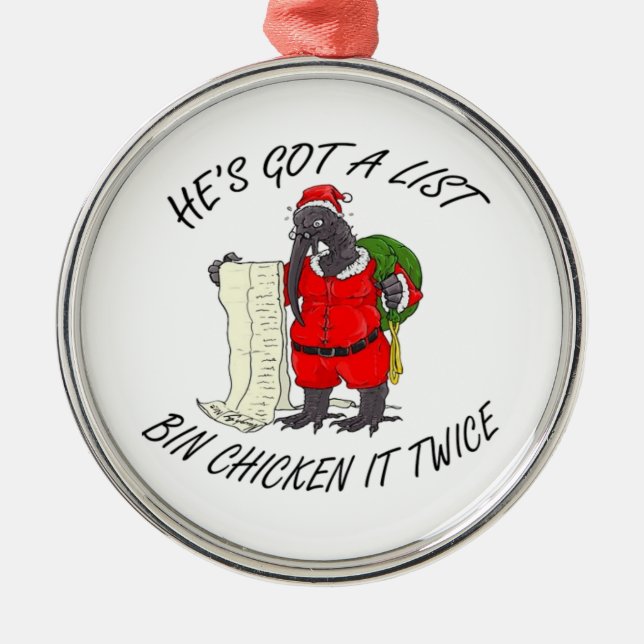 Ornamento De Metal Frango Santa Bin  (Frente)