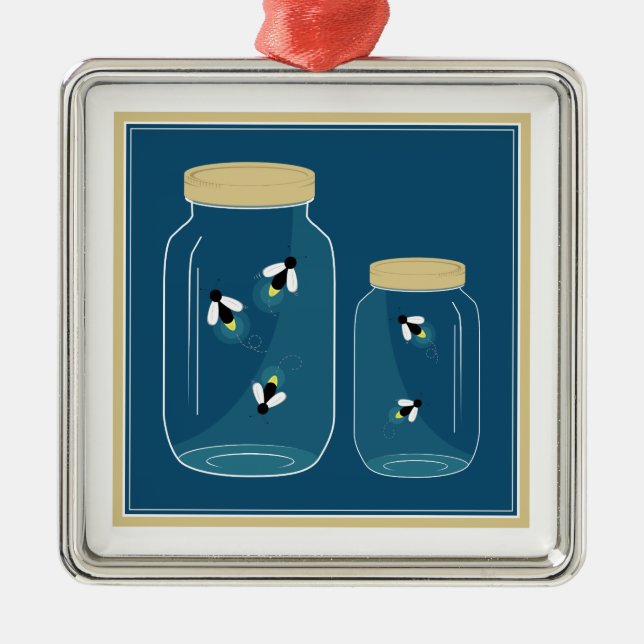 Ornamento De Metal Frasco de pedreiro dos vaga-lume (Frente)