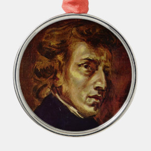 Ornamento De Metal Frederic Chopin Retrait por Eugene Delacroix