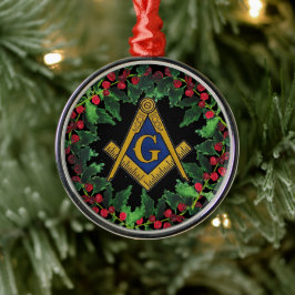 Ornamento De Metal Freemason Masonic Christmas Wreath Rustic