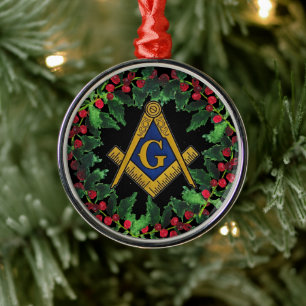 Ornamento De Metal Freemason Masonic Christmas Wreath Rustic