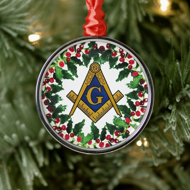 Ornamento De Metal Freemason Masonic Christmas Wreath Rustic (Árvore)