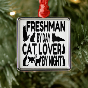 Ornamento De Metal Freshman Cat Lover