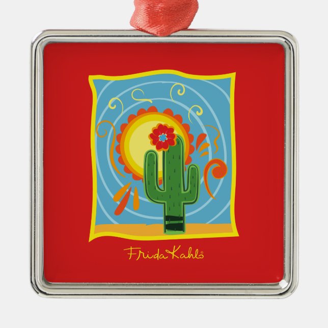 Ornamento De Metal Frida Kahlo Cactus Graphic (Frente)