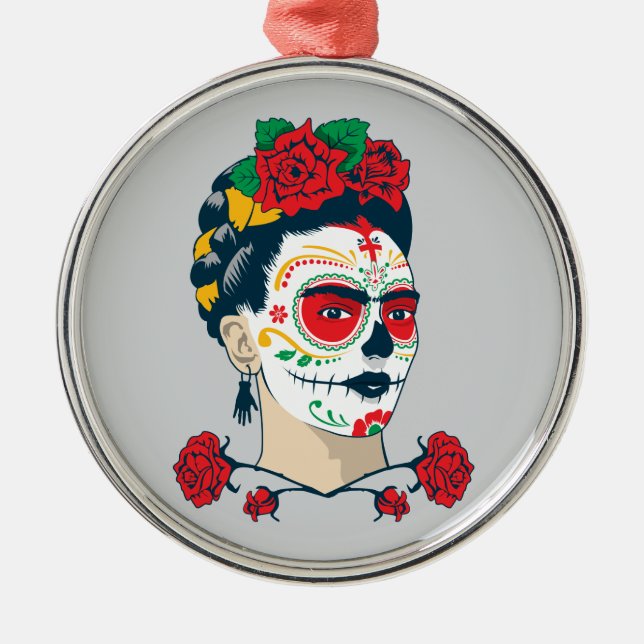 Ornamento De Metal Frida Kahlo | EL Día de los Muertos (Frente)