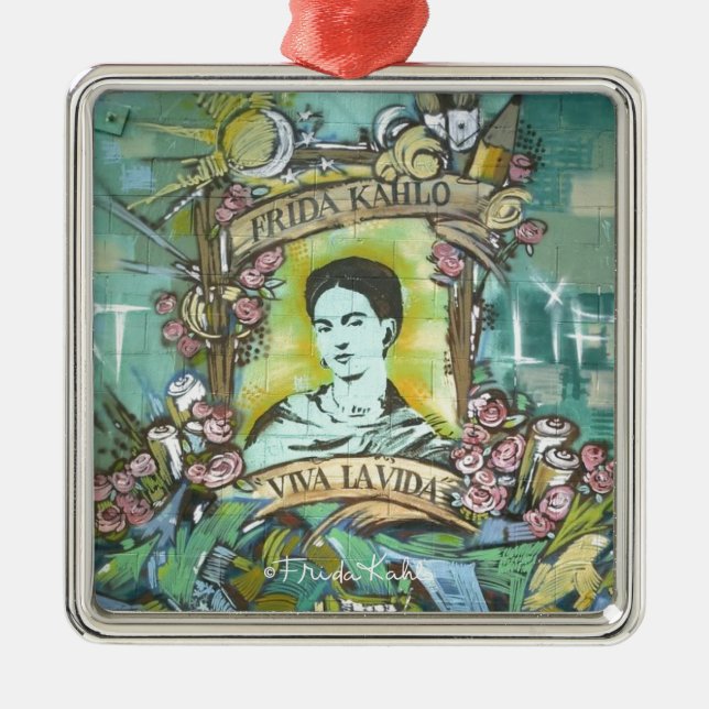 Ornamento De Metal Frida Kahlo Grafite (Frente)