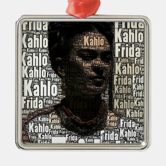 Ornamento De Metal Frida Kahlo Lettering Portrait (Frente)