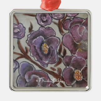 Ornamento De Metal Frida Kahlo pintou flores