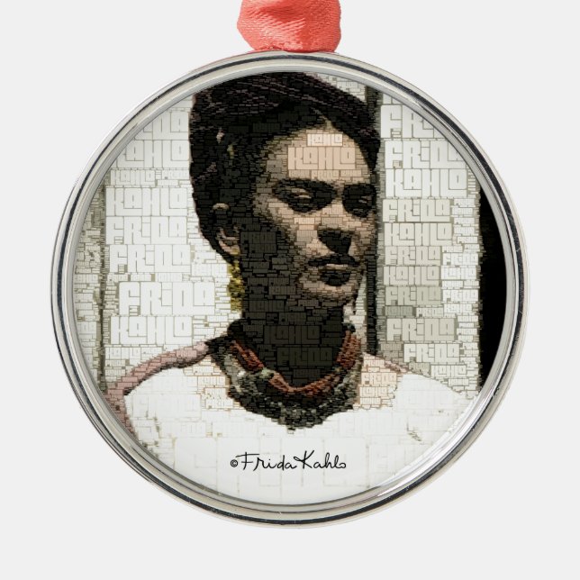 Ornamento De Metal Frida Kahlo Textile Portrait (Frente)