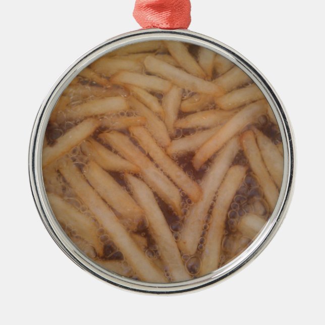 Ornamento De Metal Fries franceses deliciosos (Frente)