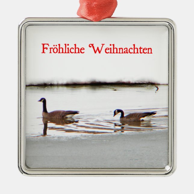 Ornamento De Metal Frohliche Weihnachten - Honkers - Canada Geese (Frente)