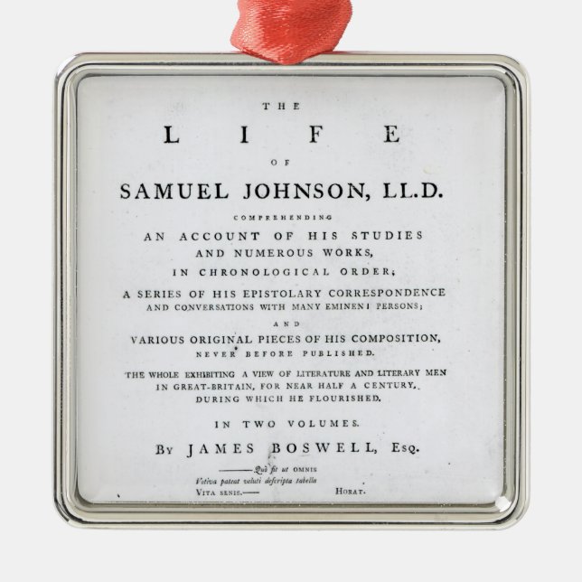 Ornamento De Metal Frontispício, 'da vida de Samuel Johnson (Frente)
