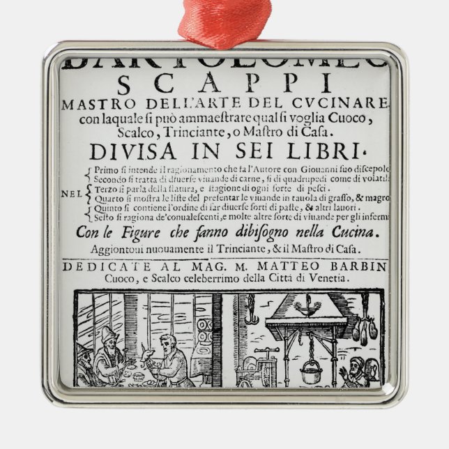 Ornamento De Metal Frontispiece para cozinhar o livro de Bartolomeo (Frente)