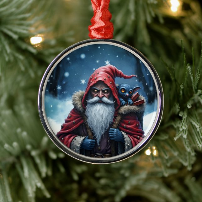 Ornamento De Metal Frostbite Santa & His Mischief Elf. (Árvore)