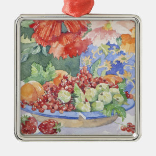 Ornamento De Metal Fruta em uma placa 2014