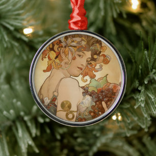 Ornamento De Metal Fruta por Alphonse Mucha, Arte Novo Vintage