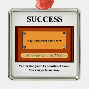 Ornamento De Metal Funcionário Engraçado do Mês Seu Nome Plate