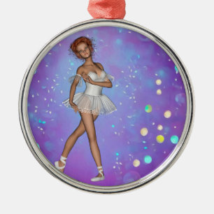 Ornamento De Metal Fundo Amarelo Azul Roxo e Ballerina