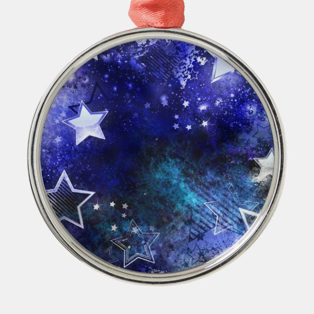 Ornamento De Metal Fundo de Espaço com Estrelas (Frente)