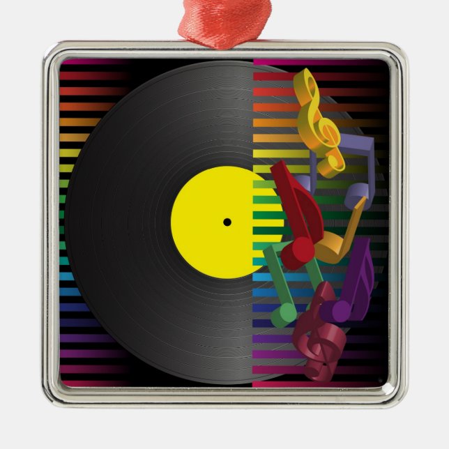 Ornamento De Metal Fundo retro do partido (Frente)