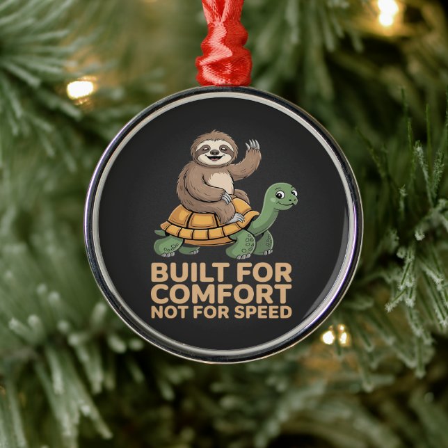 Ornamento De Metal Funny Sloth Riding Turtle (Árvore)