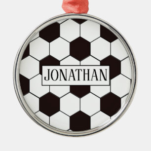 Ornamento De Metal Futebol Padrão de futebol personalizável Nome