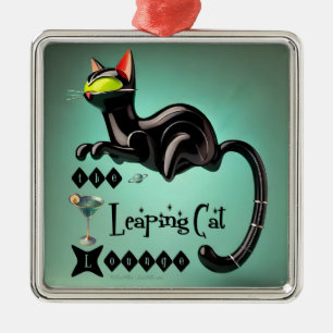 Ornamento De Metal Futurística Atômica O Salto De Gato Saltante
