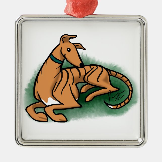 Ornamento De Metal Galgo (Frente)
