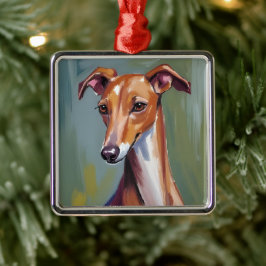 Ornamento De Metal Galgo Italiano | Pintura em Aquarela de Cachorro