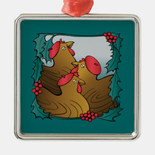 Ornamento De Metal Galinhas do francês da árvore