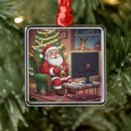 Ornamento De Metal Gamer Santa Ornament