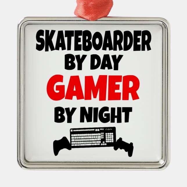 Ornamento De Metal Gamer Skateboarder (Frente)