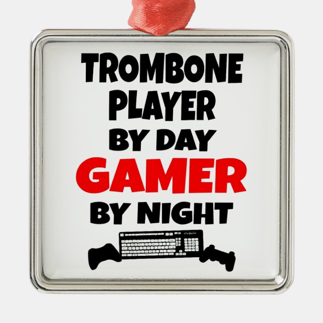 Ornamento De Metal Gamer Trombone Player (Frente)