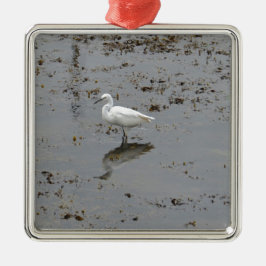 Ornamento De Metal Garça-branca-pequena