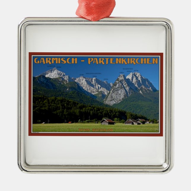 Ornamento De Metal Garmisch - o Zugspitze e o Alpspitze (Frente)