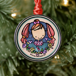 Ornamento De Metal Garota Bailarina Fofa Kawaii Dançarina de Ballet C