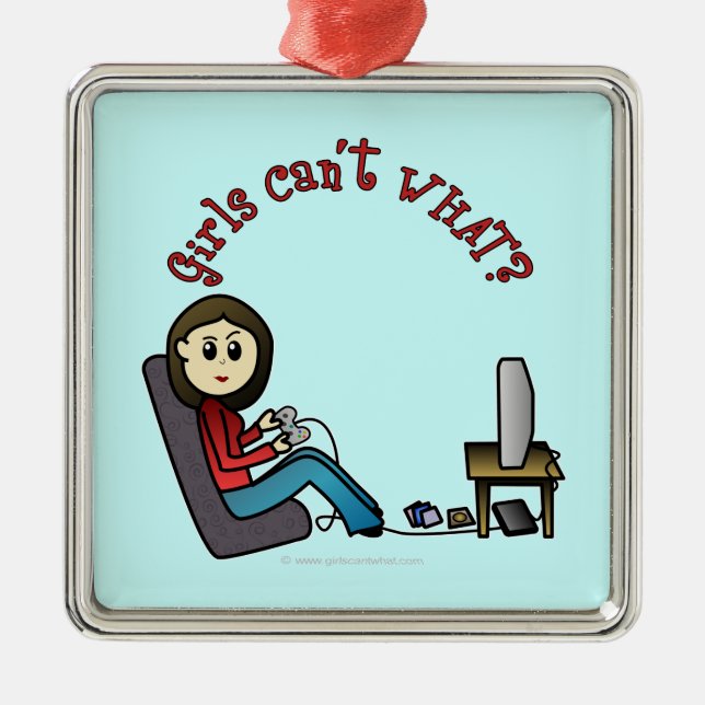 Ornamento De Metal Garota de Jogador Clara (Frente)