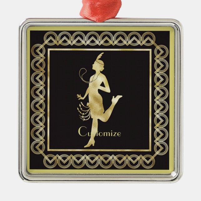 Ornamento De Metal Garota Flapper de 1920 Thunder_Cove   (Frente)