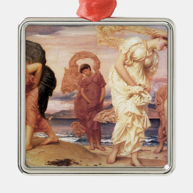 Ornamento De Metal Garotas gregas pegando pebolinhas em uma praia de  (Frente)