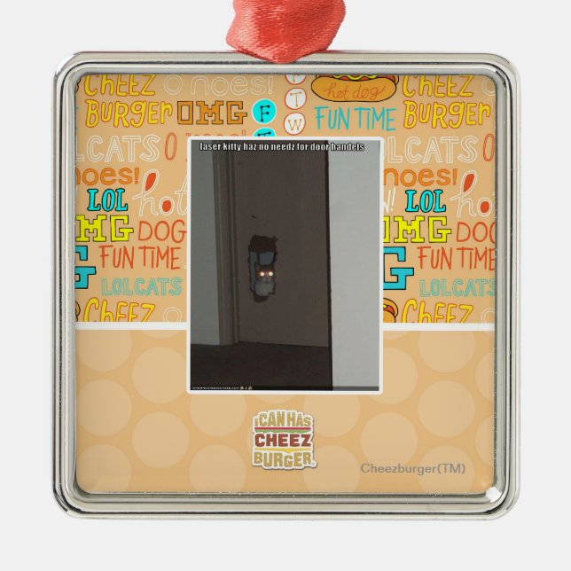 Ornamento De Metal Gatinho do laser (Frente)