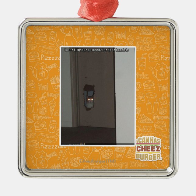 Ornamento De Metal Gatinho do laser (Frente)