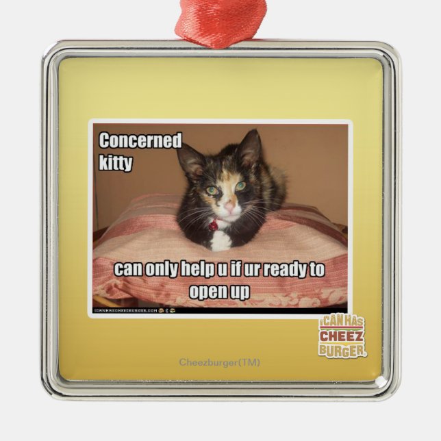 Ornamento De Metal Gatinho interessado (Frente)