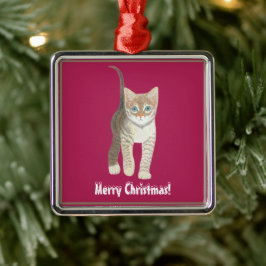 Ornamento De Metal Gatinho Malhado