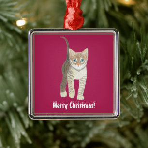 Ornamento De Metal Gatinho Malhado
