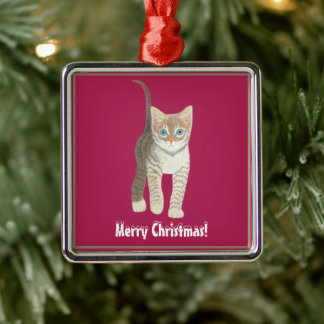 Ornamento De Metal Gatinho Malhado