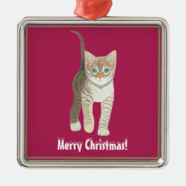Ornamento De Metal Gatinho Malhado