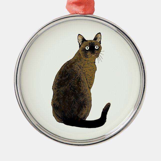 Ornamento De Metal Gato Burmese (Frente)