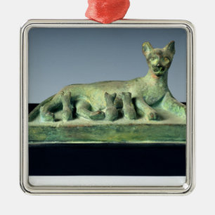 Ornamento De Metal Gato com seus gatinhos