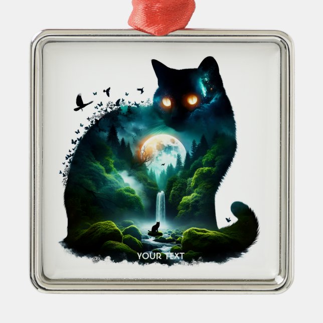 Ornamento De Metal Gato de Cascata de Lua (Frente)
