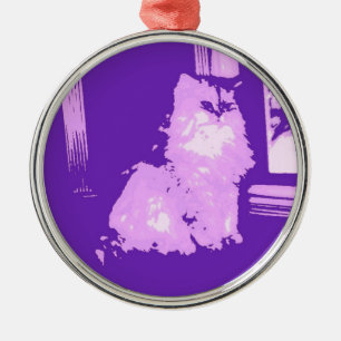Ornamento De Metal Gato de Gatinho Roxo de Cabelo Longo